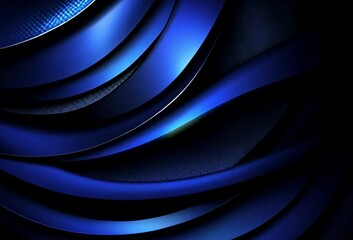 Poster - Abstract blue curves, layered and flowing, dark background