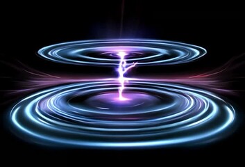 Poster - Glowing energy bursts from a central point, creating concentric ripples of light in a dark space