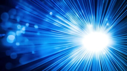 Poster - Abstract blue light burst with bokeh effect