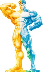 Poster - Muscular Cartoon Character in Vibrant Colors Posing Confidently