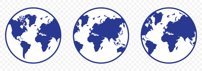 Poster - Blue World icon - vector. world web icon www earth globe icons. homepage icon set, earth clip art, globe symbol isolated Transparent background. World globe icon set in different style. EPS 10.
