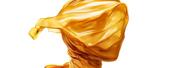 Poster - Golden Silk Fabric Flowing Gracefully in Artistic Motion