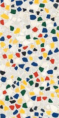 Poster - Colorful Terrazzo Pattern with Bright Shapes on White Background