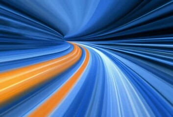Poster - Abstract speed tunnel with blue and orange streaks