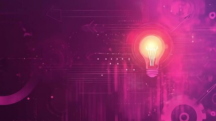 Poster - Glowing lightbulb on abstract tech background
