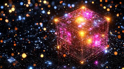 Poster -  Exploring digital innovation virtual space 3d visualization cosmic environment abstract perspective
