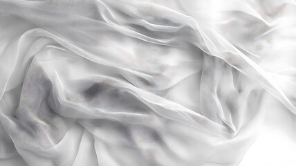 Poster - Delicate white fabric with soft folds and subtle shadows offering a clean and minimalist aesthetic ideal for design and texture overlays