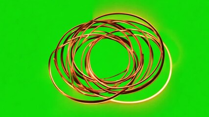 Poster - golden rings on green: a captivating abstract display of intertwined golden rings, floating graceful
