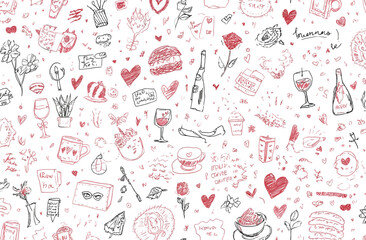 Wall Mural - seamless valentine's day pattern romantic doodle background