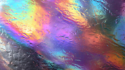 Poster - Abstract holographic foil texture with iridescent rainbow colors for background and design use