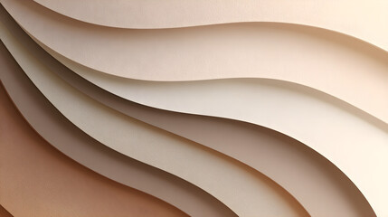 Poster - Abstract beige layered curves creating a wave pattern with subtle shadows and light variations seen