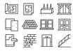 © Дар'я Солтис - Architectural icons set: blueprint, door, elevator, stairs, roof, window