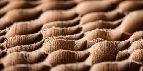 Poster - Close-up view of textured cardboard surface showcasing intricate wave patterns and natural hues in good lighting