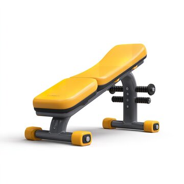 Modular foldable fitness bench isolated on pure white background, compact gym equipment. --v 7.0