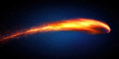 Wall Mural - Fiery Comet Streak Across Dark Space, Glowing Light Trail, Sparkling Stars