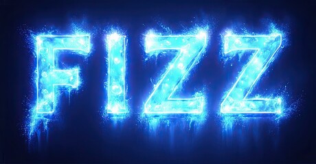 Aufkleber - Bright blue text spells FIZZ. Glowing effects create dynamic, icy visual impact. Dark background emphasizes luminosity.