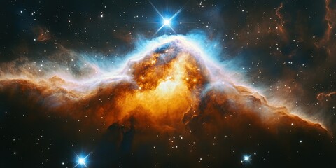 Wall Mural - ethereal star nebula. cosmic clouds and celestial lights from deep space, glimpse of universe