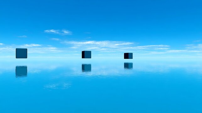 Blocks on Water Under Bright Sky