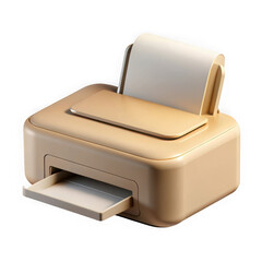 Poster - 3d realistic beige printer isolated on transparent background