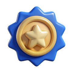 Poster - 3d cartoon star award badge isolated on transparent background