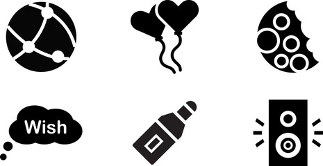 Poster - Modern  Rounded Filled Birthday Icon Set