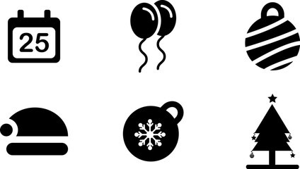Poster - Modern  Rounded Filled Christmas Icon Set