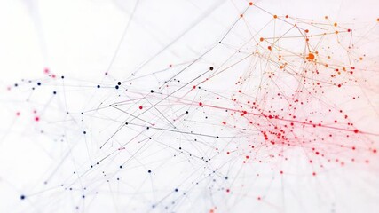 Fototapete - Digital Network Nexus: An abstract depiction of a complex digital network, featuring interconnected nodes and lines that represent the flow of information and communication in the digital world.