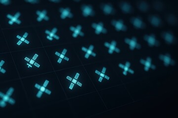 Poster - Futuristic Abstract Pattern with Illuminated Geometric Shapes on Dark Background