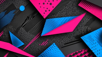 Fototapete - Glowing Triangles and Lines Set Against an Abstract Geometric Background