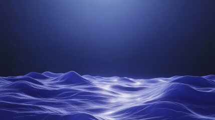 Fototapete - Soft and rounded shapes populate an abstract landscape, which is bathed in a soft pink and blue light under a gradient sky