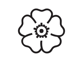 Wall Mural - vector isolated one single simple flower with five petals black simple symbol stencil template