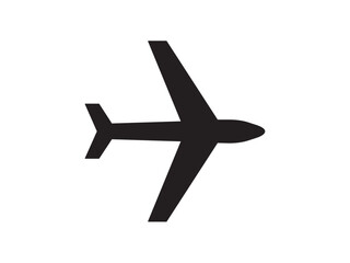 Wall Mural - vector isolated one single simple plane, airplane, aircraft, jet, colorless black and white outline 