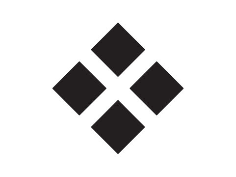 Vector isolated square rhomb decorative text mark symbol infographics colorless black and white outline silhouette shadow shape stencil solid black