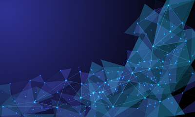 Leinwandbilder - Abstract technology blue triangle low polygon mesh connect network geometric design modern futuristic background vector