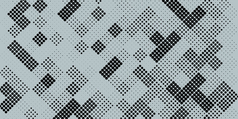 Pixelated bitmap slanted gradient texture. Oblique dither diagonal pattern background. 8 bit video game screen wallpaper. Retro glitchy pixel art illustration. Abstract vector wide dithering border
