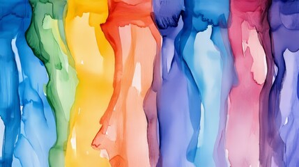 Poster - Pastel watercolors, with their soft and delicate beauty, evoke a vibrant dance of translucent fabric in gentle rainbow hues