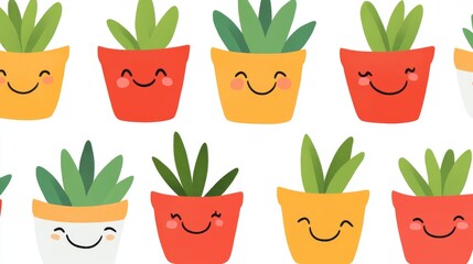 Poster - In the botanical garden, bright and bold colors abound on the playful and whimsical plants that smile