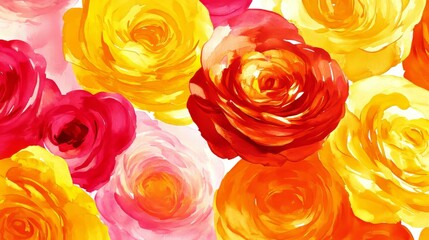 Poster - In an abstract floral fantasy, watercolor blooms erupt with a kaleidoscope of colors