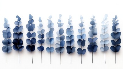 Poster - Watercolor eucalyptus sprigs set against tranquil blues and greens create serene botanical art