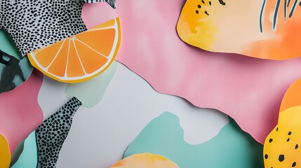 Poster - On a light backdrop, abstract florals burst forth in a kaleidoscope of vibrant hues and bold shapes in perfect harmony