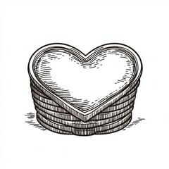 doodle icon illustration showcasing a heart shape with a whimsical design and bold outline