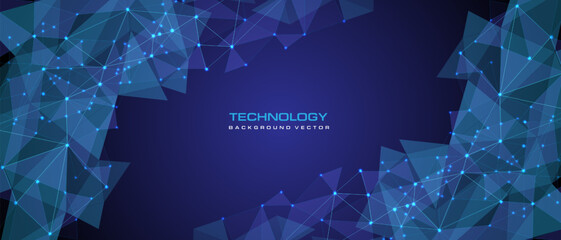 Leinwandbilder - Abstract technology blue triangle low polygon mesh connect network geometric design modern futuristic background vector