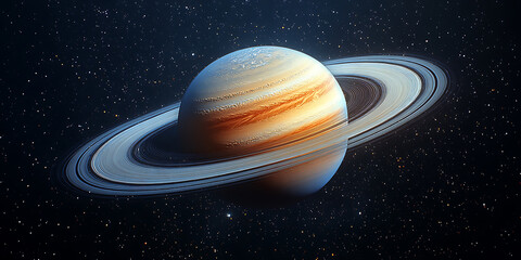 Wall Mural - Detailed view of saturn in deep space starfield with its magnificent rings striking visual of saturn against a backdrop of countless stars awe inspiring celestial scene