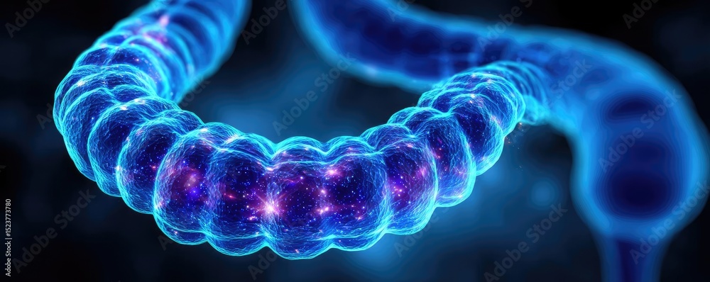 Medical illustration colon and public support for prevention concept ...