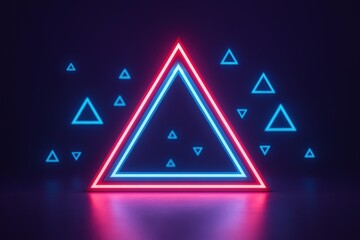 Aufkleber - neon light display of triangle pattern with smaller triangles around it.