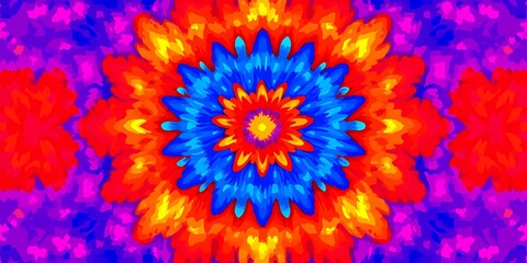 Poster - Vibrant kaleidoscopic pattern with radial symmetry and bright colors