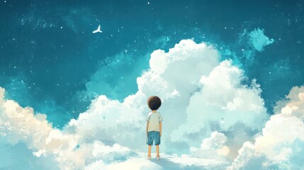 Poster - Child gazing at cloudscape graphic