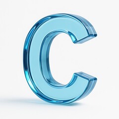 Poster - 3D Render of a Blue Glass Letter C