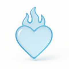 Poster - Blue Glass Heart with Flame: 3D Render