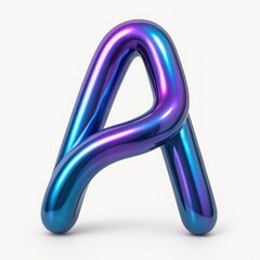 Poster - Iridescent Blue And Purple Metallic Letter A 3D Render